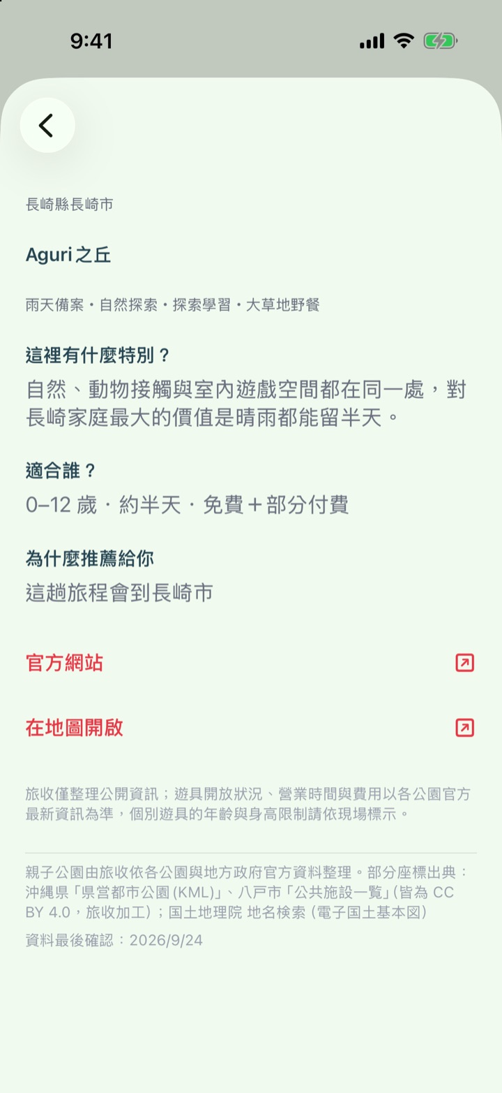 親子公園的介紹頁，寫出特色、適合年齡與推薦理由